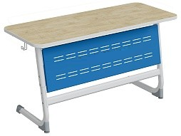 Стол 2-местный школьный 3-5 г/р "Логика" с перфорированным экраном (дуб "Бардолино"/синий, м/к белый)