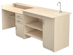 Стол демонстрационный для кабинета химии с раковиной лабораторный СДХ2-Д (Дуб Молочный)