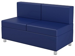 Диван 2-местный модульный на металлокаркасе 1200х610х425/720 мм 790.2-СН (обивка - экокожа синий, м/к квадратная труба)