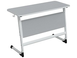 Стол 2-местный школьный 3-5 г/р "Логика" регулируемый (серый, м/к белый)