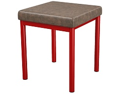 Банкетка 1-местная мягкая 380х380х420 мм 261-К.КЧ (обивка - экокожа коричневый, м/к красный)