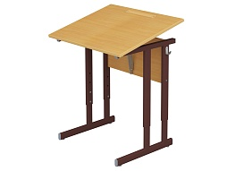 Стол с наклоном столешницы 0-35° школьный 1-местный 4-6 г/р регулируемый (бук, м/к коричневый, плоскоовальная труба)