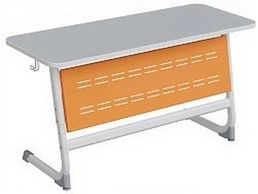 Стол 2-местный школьный 3-5 г/р "Логика" с перфорированным экраном (серый/оранжевый, м/к белый)