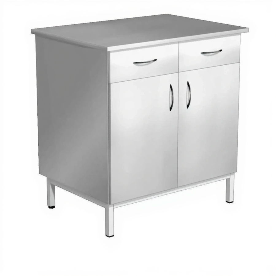 Тумба стационарная металлическая СЛМ-4.2 (столешница сталь, каркас белый)