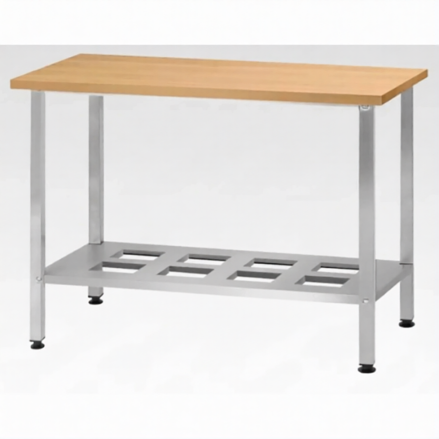 Стол кондитерский СПРн 860х1500х700 «Norma Ral» бук/40 (полка-решетка; ножка проф., тр. 40х40)