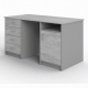 Стол рабочий СрТ-16 (1400х700х750) с двумя тумбами (корпус ЛДСП серый, столеш. ЛДСП дуб канадский)
