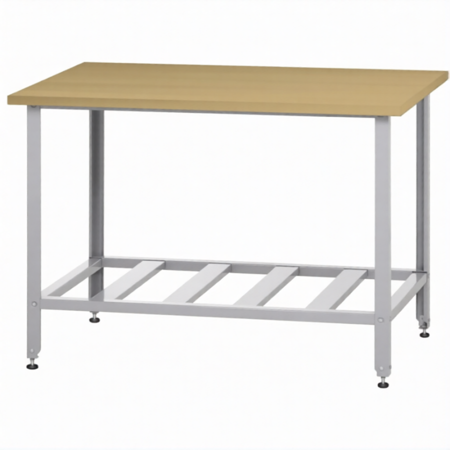 Стол кондитерский СПРн 860х1500х600 «Norma Ral» бук/40 (полка-решетка, ножка угловая)