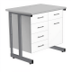 Стол-тумба СЛ-211/2.4 «Премиум» (корпус ЛДСП белый, столешница постформинг серый, каркас серый)