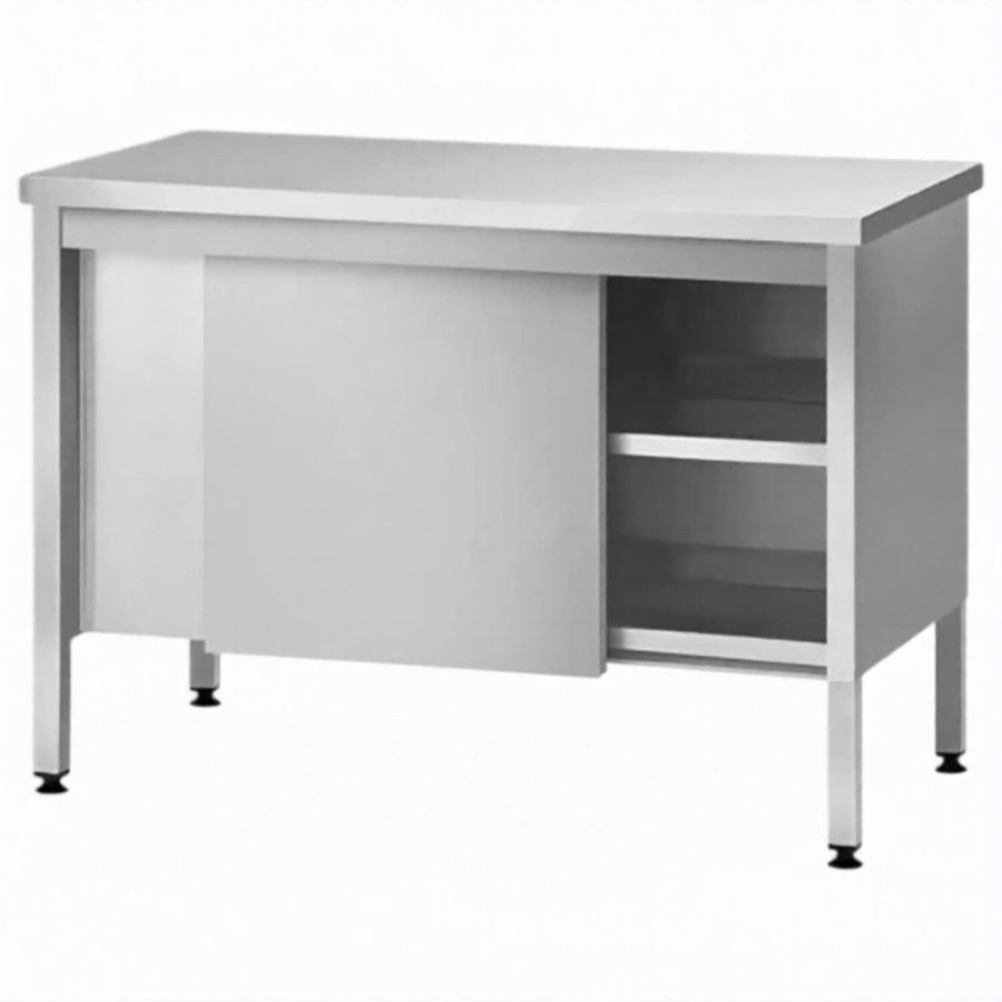 Стол производственный закрытый СПЗп 860х1000х600 «Profi Ral», двери-купе, полка сплошная