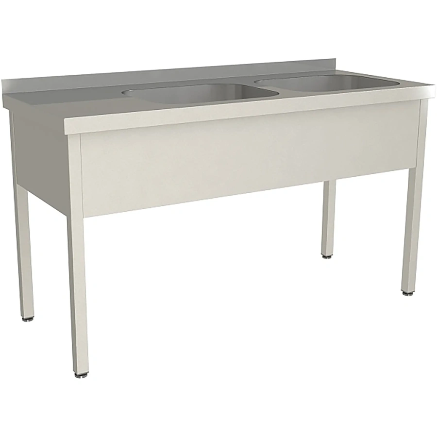 Ванна моечная двухсекционная цельнотянутая с бортом ВМЦ-2/15/7-БП